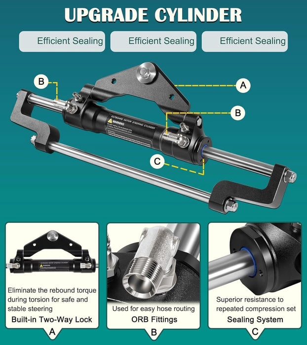 DURAFORCE HC5345-3 Hydraulic Steering Cylinder for Outboard Boat up to 300HP 10.3MPa/1500P