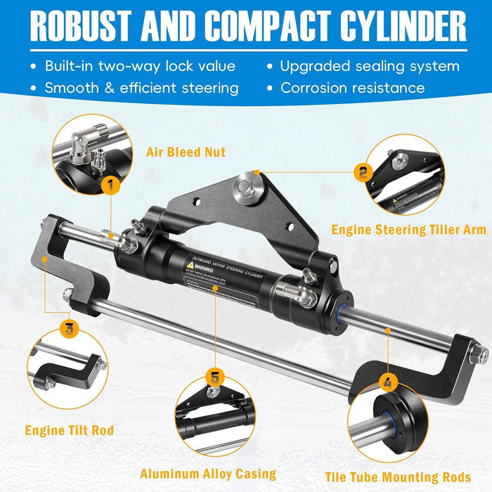 DURAFORCE HC5345-3 Hydraulic Steering Cylinder for Outboard Boat up to 300HP 10.3MPa/1500P