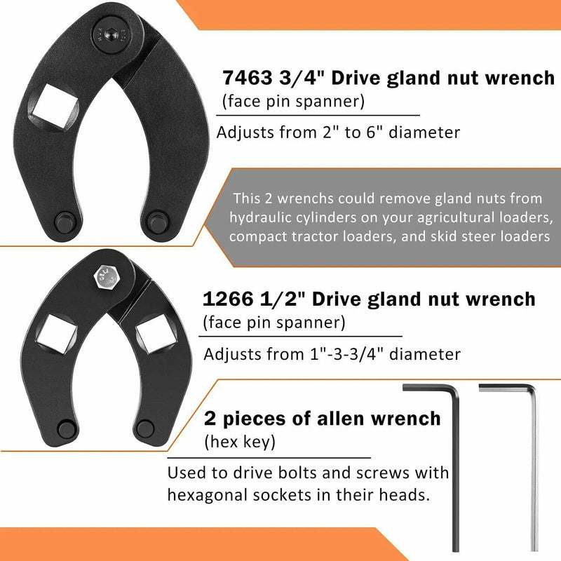 DURAFORCE Hydraulic Cylinder Repair Tools Rod/Gland Wrench Seal Installer For Skid Steers