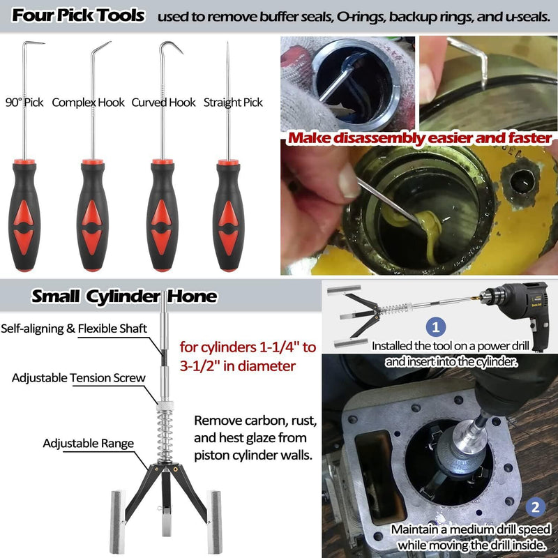 DURAFORCE Hydraulic Cylinder Repair Tools Rod/Gland Wrench Seal Installer For Skid Steers
