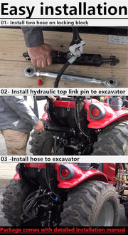 DURAFORCE Hydraulic Top Link Cat 1-1 with Locking Block 18 1/8” - 26 3/8” with 2 Hose