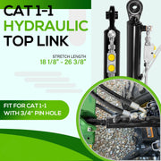 DURAFORCE Hydraulic Top Link Cat 1-1 with Locking Block 18 1/8” - 26 3/8” with 2 Hose