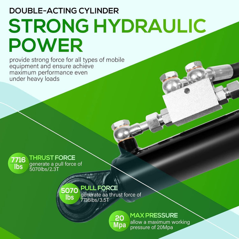DURAFORCE Hydraulic Top Link Cat 1-1 with Locking Block 18 1/8” - 26 3/8” with 2 Hose