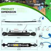 DURAFORCE Hydraulic Top Link Cat 1-1 with Locking Block 18 1/8” - 26 3/8” with 2 Hose
