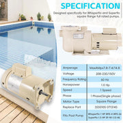 DURAFORCE 355010S Pool Pump Motor 1HP for Pentair WhisperFlo WFE-4/26 SuperFlo SF-N1-1-AE