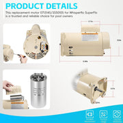 DURAFORCE 355010S Pool Pump Motor 1HP for Pentair WhisperFlo WFE-4/26 SuperFlo SF-N1-1-AE