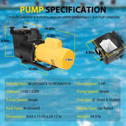 DURAFORCE For Hayward W3SP2607X10 Super Pump Swimming Pool Pump,1 HP 115/230V Single Speed