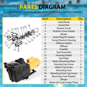 DURAFORCE For Hayward W3SP2607X10 Super Pump Swimming Pool Pump,1 HP 115/230V Single Speed