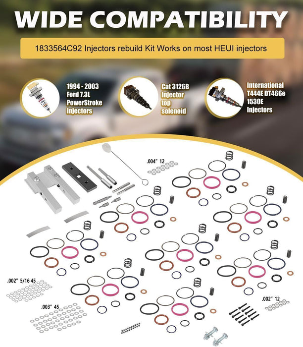 DURAFORCE For Ford 7.3L PowerStroke Injector Rebuild Kit w/ Vice Clamp, Springs & O-Ring