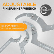 DURAFORCE 8Pcs Adjustable Hook C Pin Spanner Wrench Tool Set Nut Wrench 3/4" to 6-1/10"