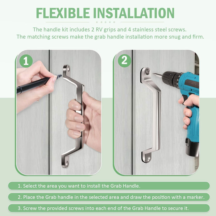 DURAFORCE 2Pcs Boat Truck Cargo Trailer RV Door Grab Handle Assist Bar Camper Gate Metal