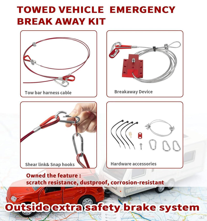 DURAFORCE Break Away Device and RB-011 Trailer Brake System Fitment for RV Towed Vehicle