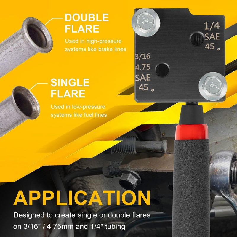DURAFORCE 33260 Low Profile Brake Line Single/Double Flaring Tool For 3/16" 1/4" Tubing