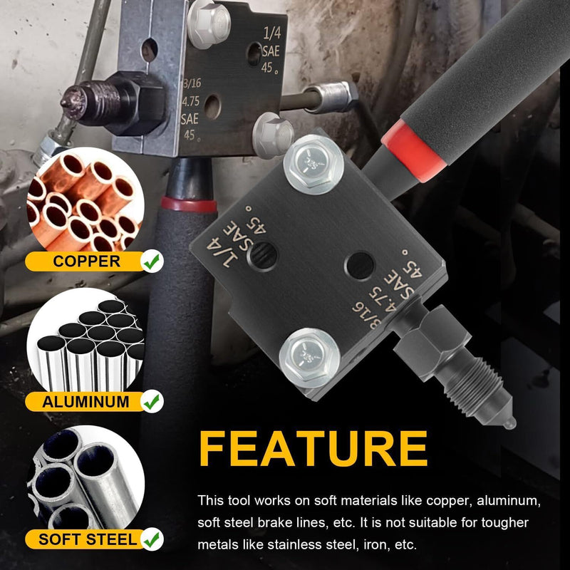 DURAFORCE 33260 Low Profile Brake Line Single/Double Flaring Tool For 3/16" 1/4" Tubing