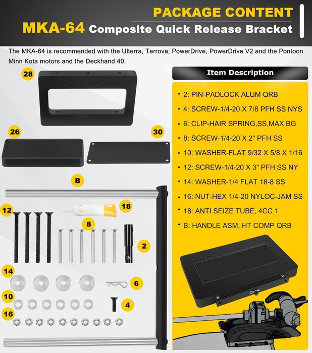 DURAFORCE 1854064 MKA-64 Quick Release Bracket For Ulterra, Terrova, PowerDrive, Black