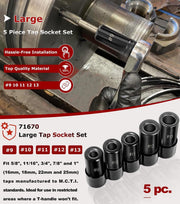 DURAFORCE 71670 Large Tap Socket Set For 5/8", 11/16", 3/4", 7/8" and 1" Taps, 1/2" Drive