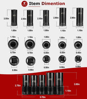 DURAFORCE 71670 Large Tap Socket Set For 5/8", 11/16", 3/4", 7/8" and 1" Taps, 1/2" Drive