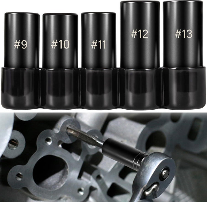 DURAFORCE 71670 Large Tap Socket Set For 5/8", 11/16", 3/4", 7/8" and 1" Taps, 1/2" Drive