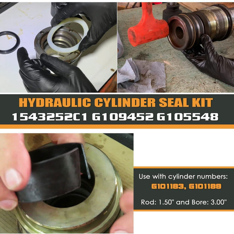 DURAFORCE 1543252C1 G109452 Hydraulic Cylinder Seal Kit 1.5” Rod 3” Bore for Case G105548