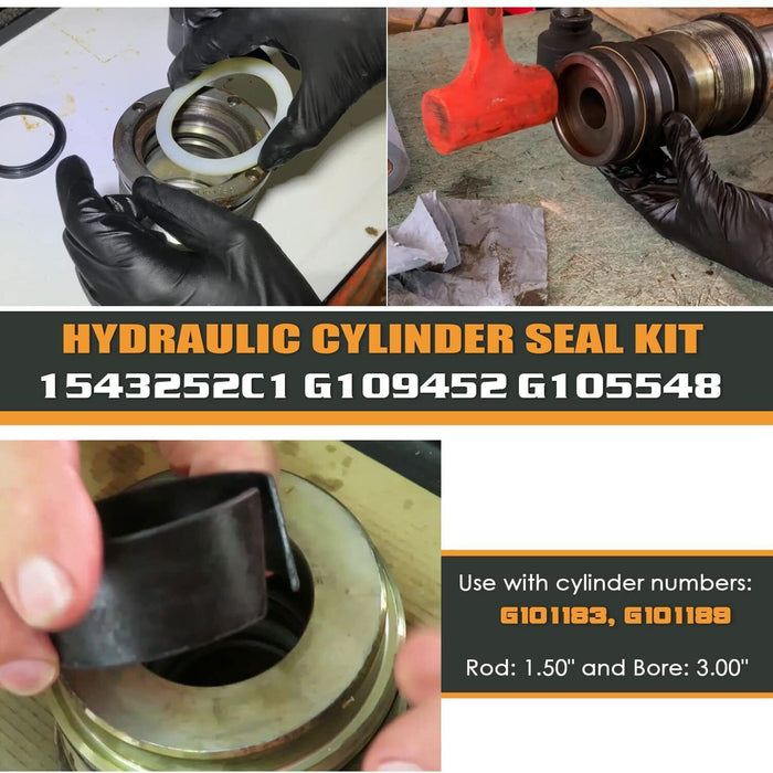 DURAFORCE 1543252C1 G109452 Hydraulic Cylinder Seal Kit 1.5” Rod 3” Bore for Case G105548