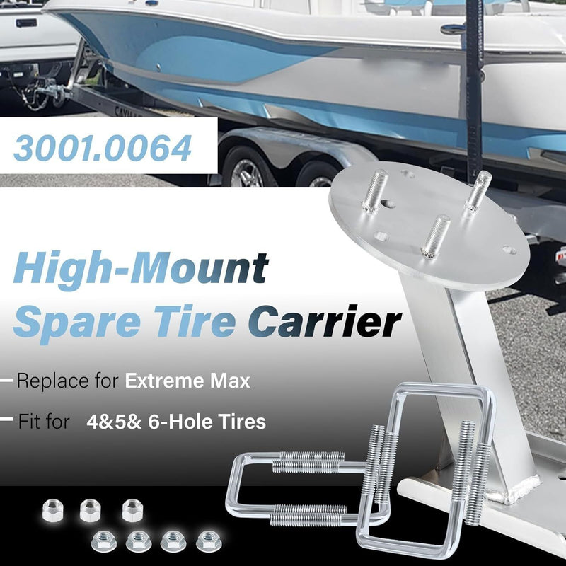 DURAFORCE Spare Tire Carrier for Shorelander/ Boat Trailer Frame Mount Fit 4 5 6 Lug Wheel