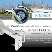 DURAFORCE Spare Tire Carrier for Shorelander/ Boat Trailer Frame Mount Fit 4 5 6 Lug Wheel