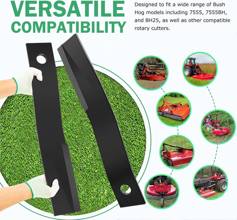 DURAFORCE 7555 Rotary Cutter Blades 24’’x3/4" Lawn Mower Blades For Bush Hog, 2 Blade Set