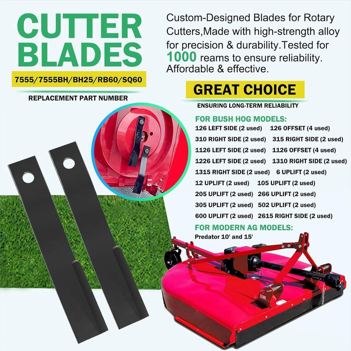 DURAFORCE 7555 Rotary Cutter Blades 24’’x3/4" Lawn Mower Blades For Bush Hog, 2 Blade Set