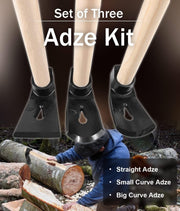 DURAFORCE Straight&Big Curve Adze, Small Curve Adze for Woodworking Tool Log Carving Tools