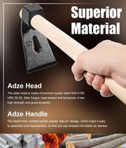 DURAFORCE Straight&Big Curve Adze, Small Curve Adze for Woodworking Tool Log Carving Tools