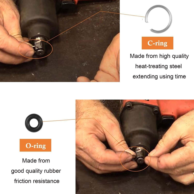 DURAFORCE 3/8" Impact Wrench Retaining Ring Clip with O-Ring (3Set) for Milwaukee Type