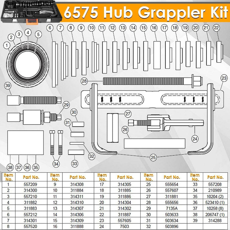 DURAFORCE 6575 Hub Grappler Kit for Vehicle Wheel Hub and Bearing Removal Installation