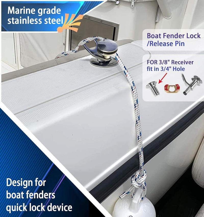 DURAFORCE Quick Release Boat Fender Holder Cleat Hook Stainless Steel Fit 3/8'' Receiver