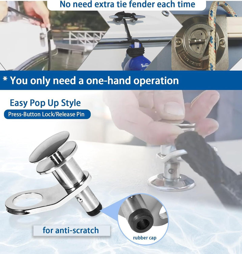 DURAFORCE Quick Release Boat Fender Holder Cleat Hook Stainless Steel Fit 3/8'' Receiver