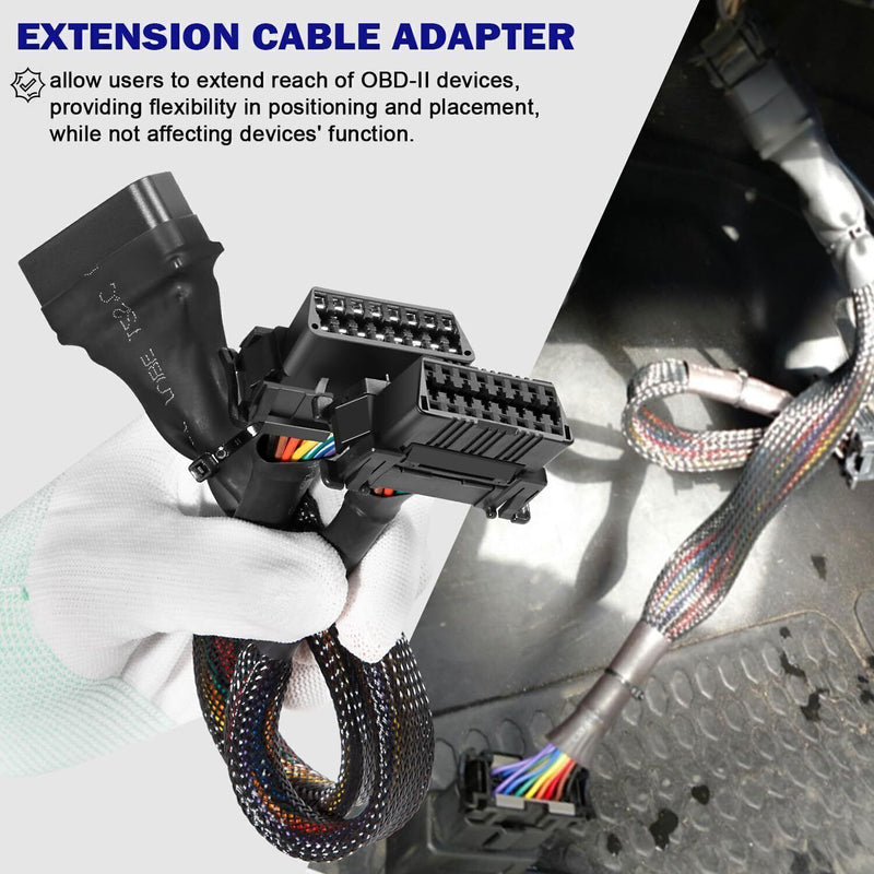 DURAFORCE 16 pin OBD2 OBD 2 OBDii Splitter Extension Cable Male Dual Female Y Cable