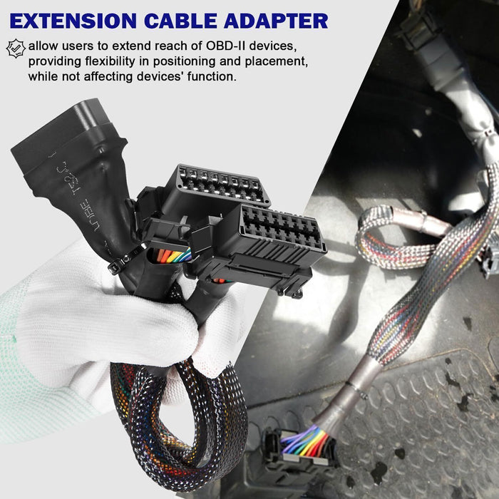 DURAFORCE 16 pin OBD2 OBD 2 OBDii Splitter Extension Cable Male Dual Female Y Cable