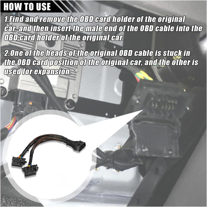 DURAFORCE 16 pin OBD2 OBD 2 OBDii Splitter Extension Cable Male Dual Female Y Cable