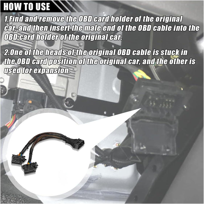 DURAFORCE 16 pin OBD2 OBD 2 OBDii Splitter Extension Cable Male Dual Female Y Cable