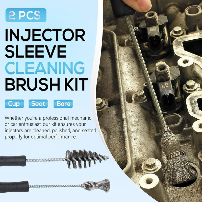 DURAFORCE Cylinder Injector Sleeve Cup/Seat/Bore Cleaning Brush Kit For CAT/Ford 7.3L 6.0L