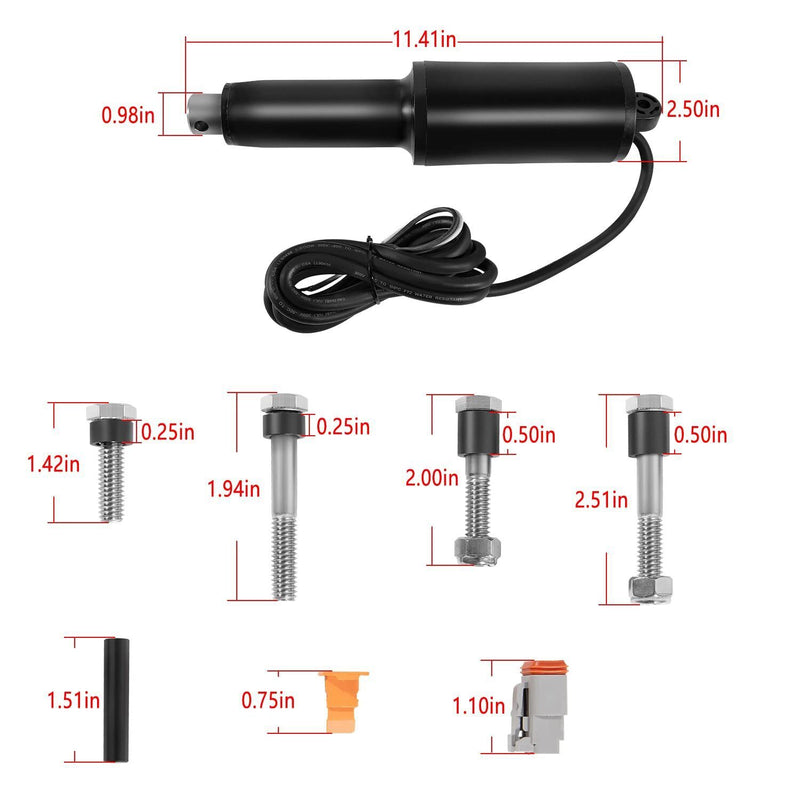 DURAFORCE 15057-001 Short Extreme Duty Actuator 2-1/4" Stroke 12V 101XDS Actuator Trim Tab