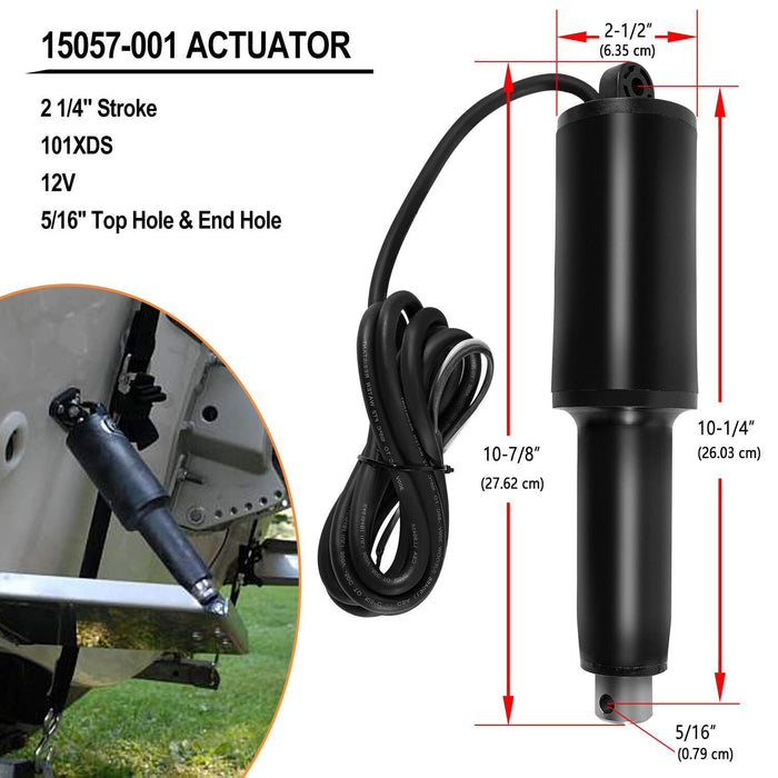 DURAFORCE 15057-001 Short Extreme Duty Actuator 2-1/4" Stroke 12V 101XDS Actuator Trim Tab