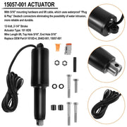 DURAFORCE 15057-001 Short Extreme Duty Actuator 2-1/4" Stroke 12V 101XDS Actuator Trim Tab