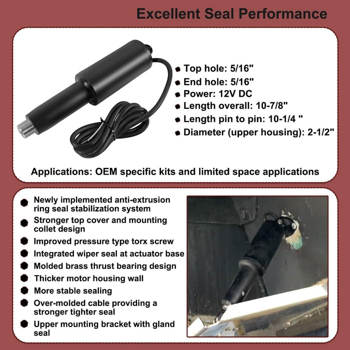 DURAFORCE 15057-001 Short Extreme Duty Actuator 2-1/4" Stroke 12V 101XDS Actuator Trim Tab