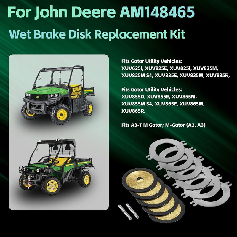 DURAFORCE AM148465 Wet Brake Disk Kit for John Deere Gator XUV 625 825 835 855 865 Vehicle