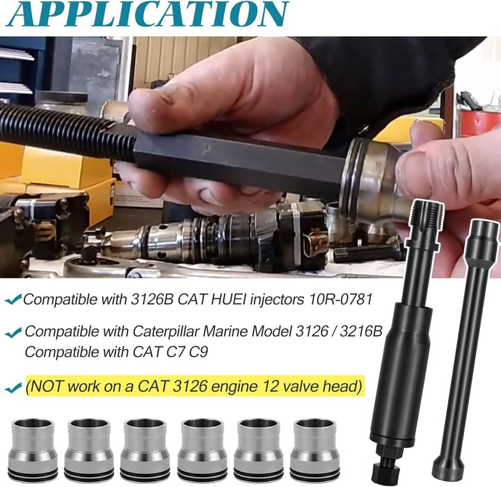 DURAFORCE Injector Sleeve Cup Removal & Install Tool Kit for Caterpillar CAT 3126B C7 C9