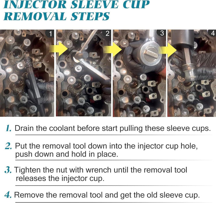 DURAFORCE Injector Sleeve Cup Removal & Install Tool Kit for Caterpillar CAT 3126B C7 C9
