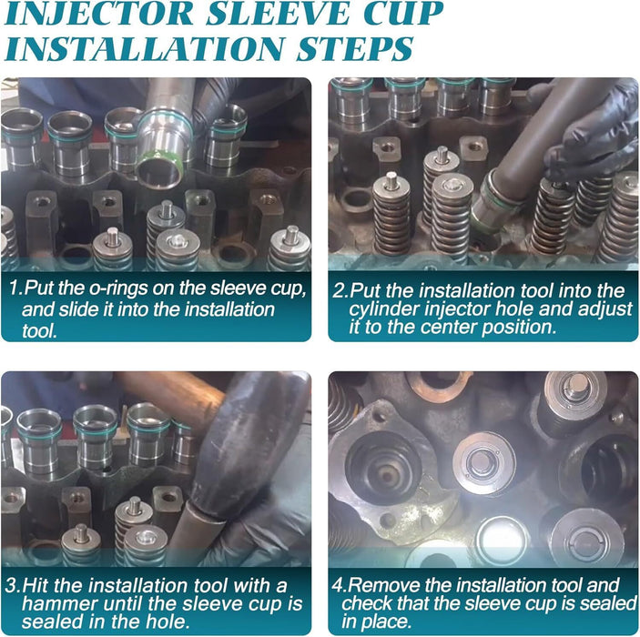 DURAFORCE Injector Sleeve Cup Removal & Install Tool Kit for Caterpillar CAT 3126B C7 C9