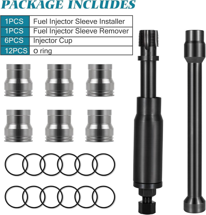DURAFORCE Injector Sleeve Cup Removal & Install Tool Kit for Caterpillar CAT 3126B C7 C9
