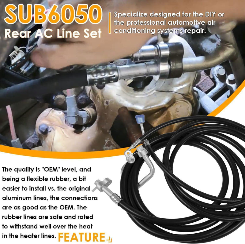 DURAFORCE Rear A/C Line Kit for 2000-2006 Suburban,Yukon XL Rear Auxiliary AC Hose Set