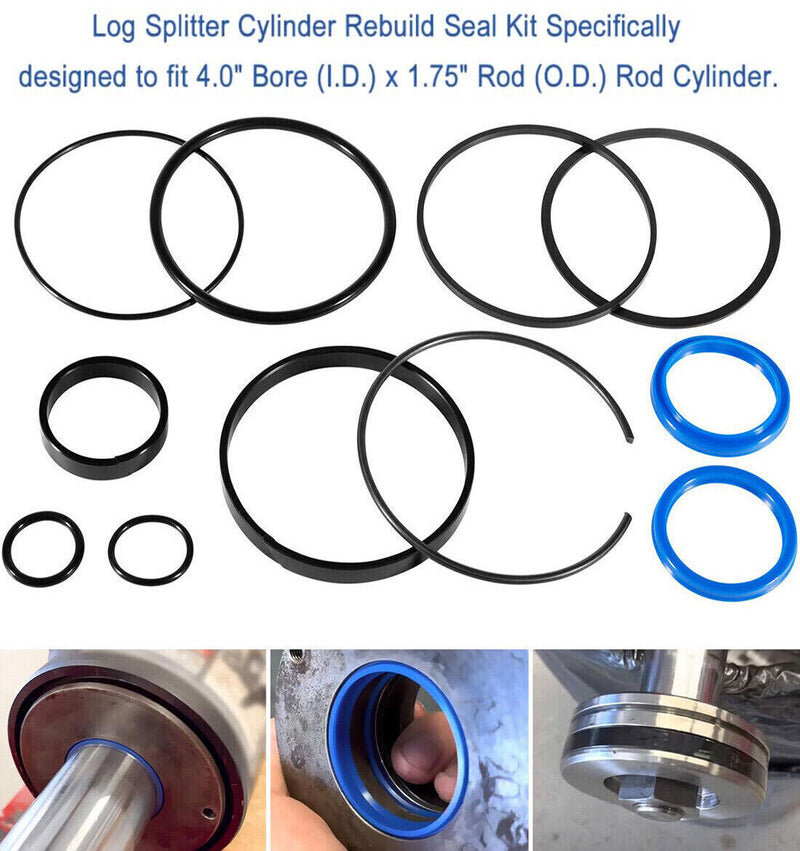 DURAFORCE Hydraulic Log Splitter Cylinder Seal Kit For 4.0"Bore x 1.75"Rod Cylinder
